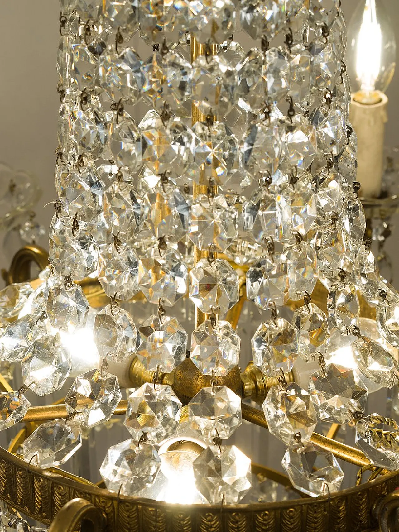 Lampadario in stile Impero in cristallo molato, anni '50 10
