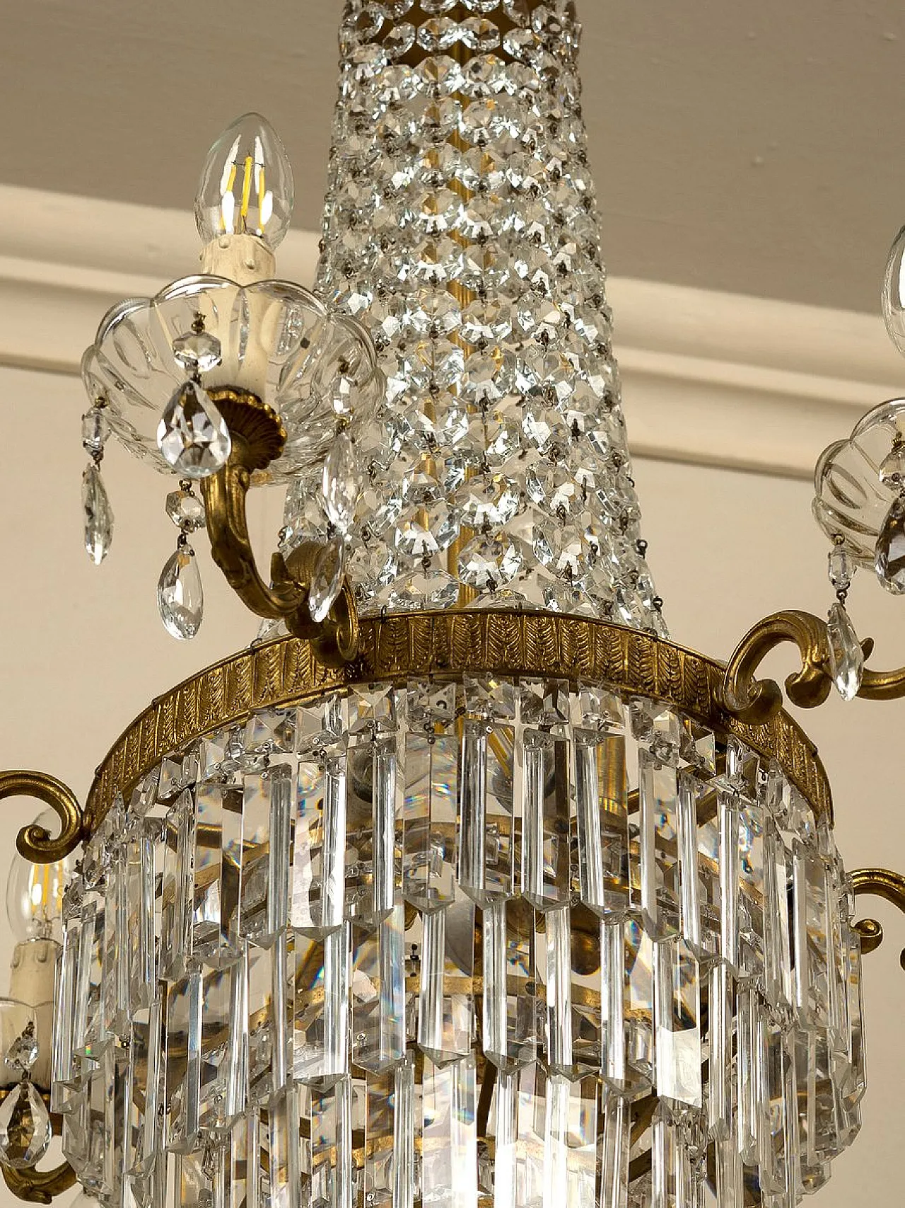 Lampadario in stile Impero in cristallo molato, anni '50 11