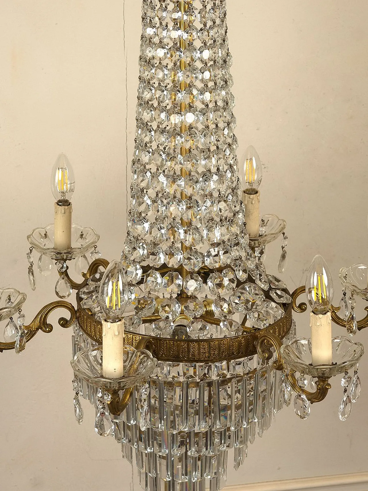 Lampadario in stile Impero in cristallo molato, anni '50 12