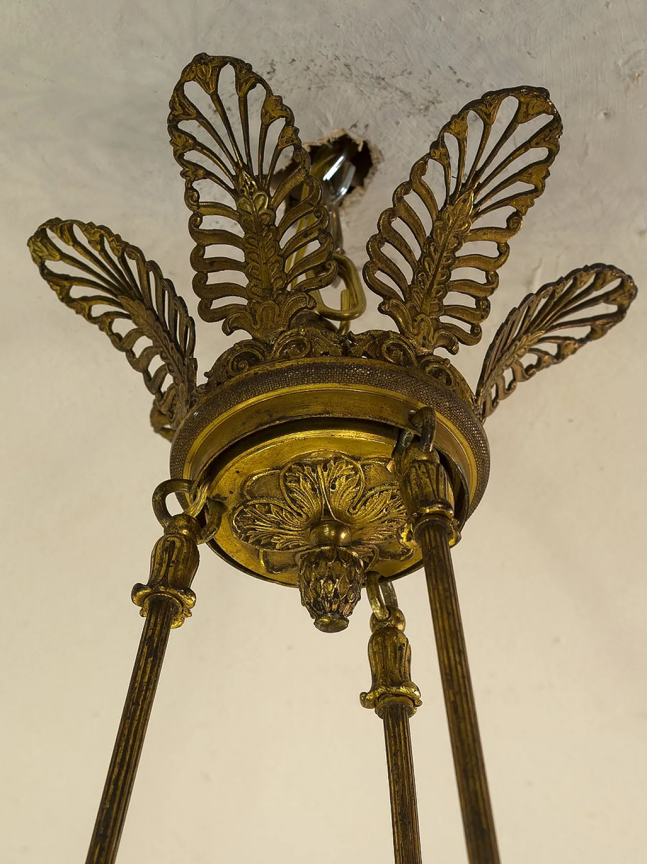 Lampadario Impero a 7 luci in bronzo dorato, fine '800 14