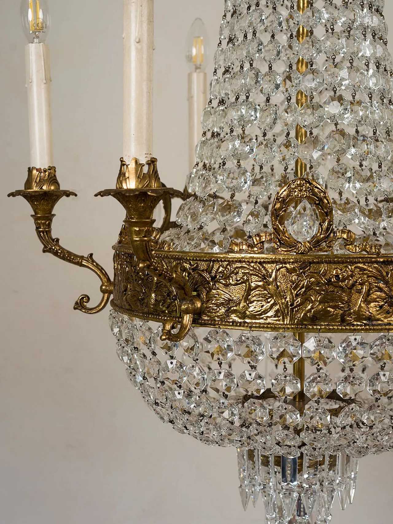 Lampadario a mongolfiera in stile impero a 6 luci, anni '60 4