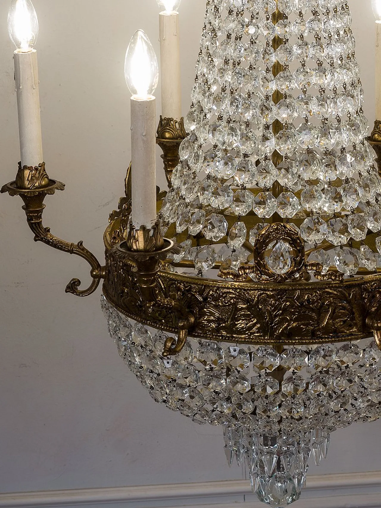 Lampadario a mongolfiera in stile impero a 6 luci, anni '60 9