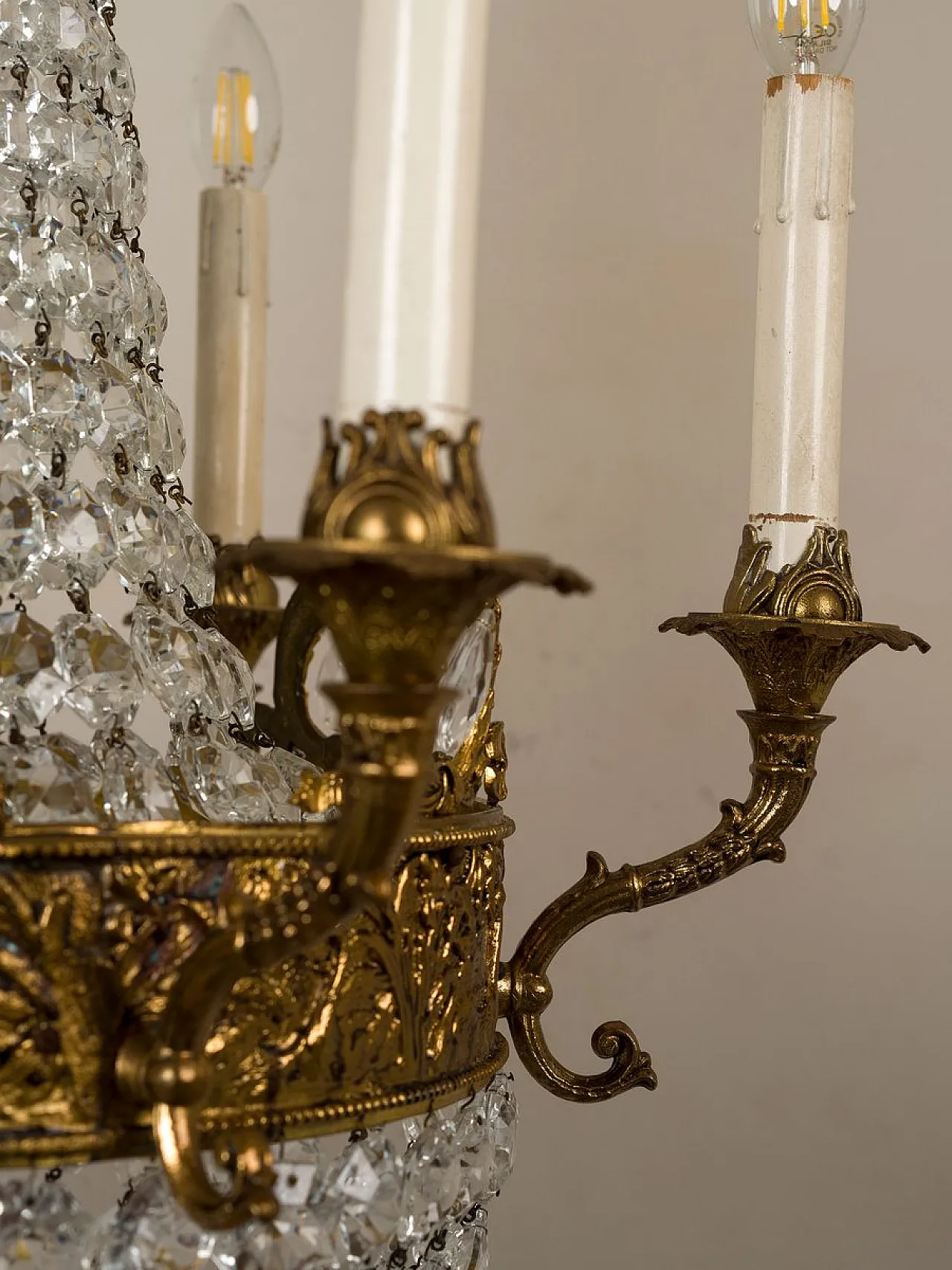 Lampadario a mongolfiera in stile impero a 6 luci, anni '60 10
