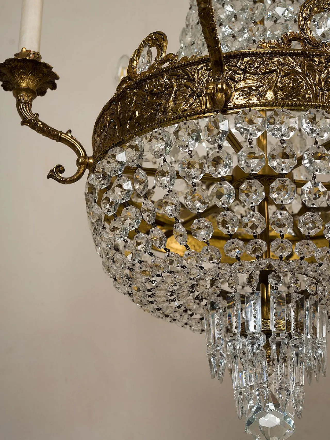Lampadario a mongolfiera in stile impero a 6 luci, anni '60 11