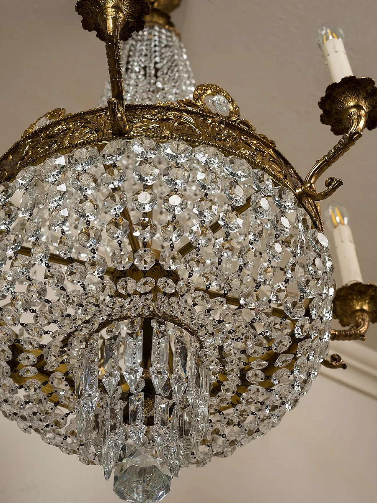 Lampadario a mongolfiera in stile impero a 6 luci, anni '60 12
