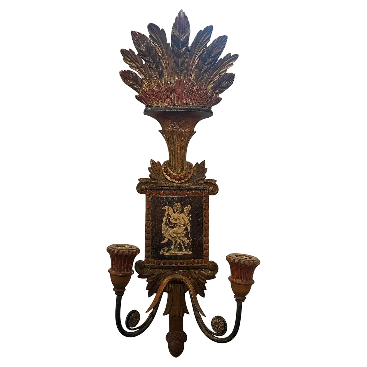 Coppia di lampade da parete Florentine in legno laccato, anni '50 2