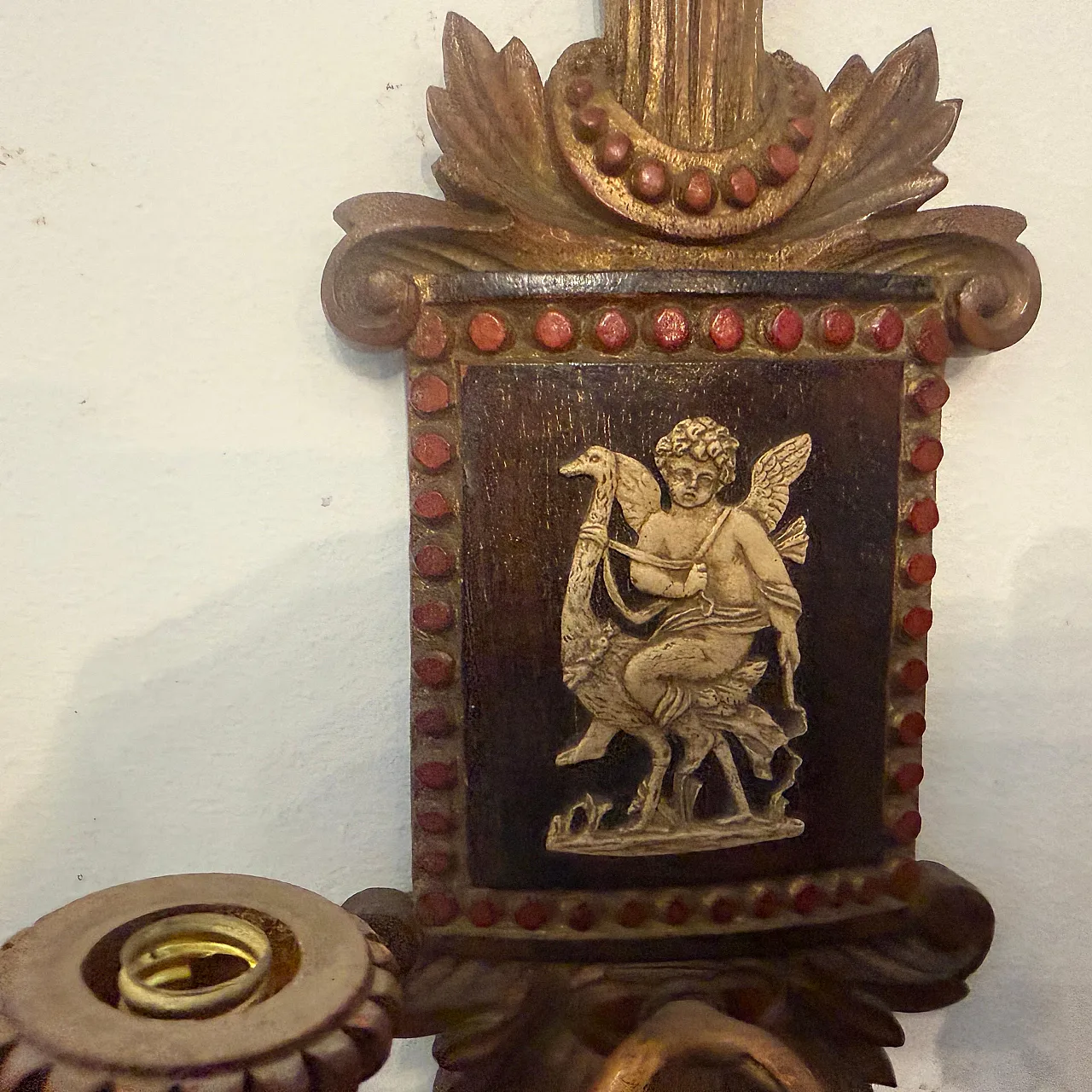 Coppia di lampade da parete Florentine in legno laccato, anni '50 3