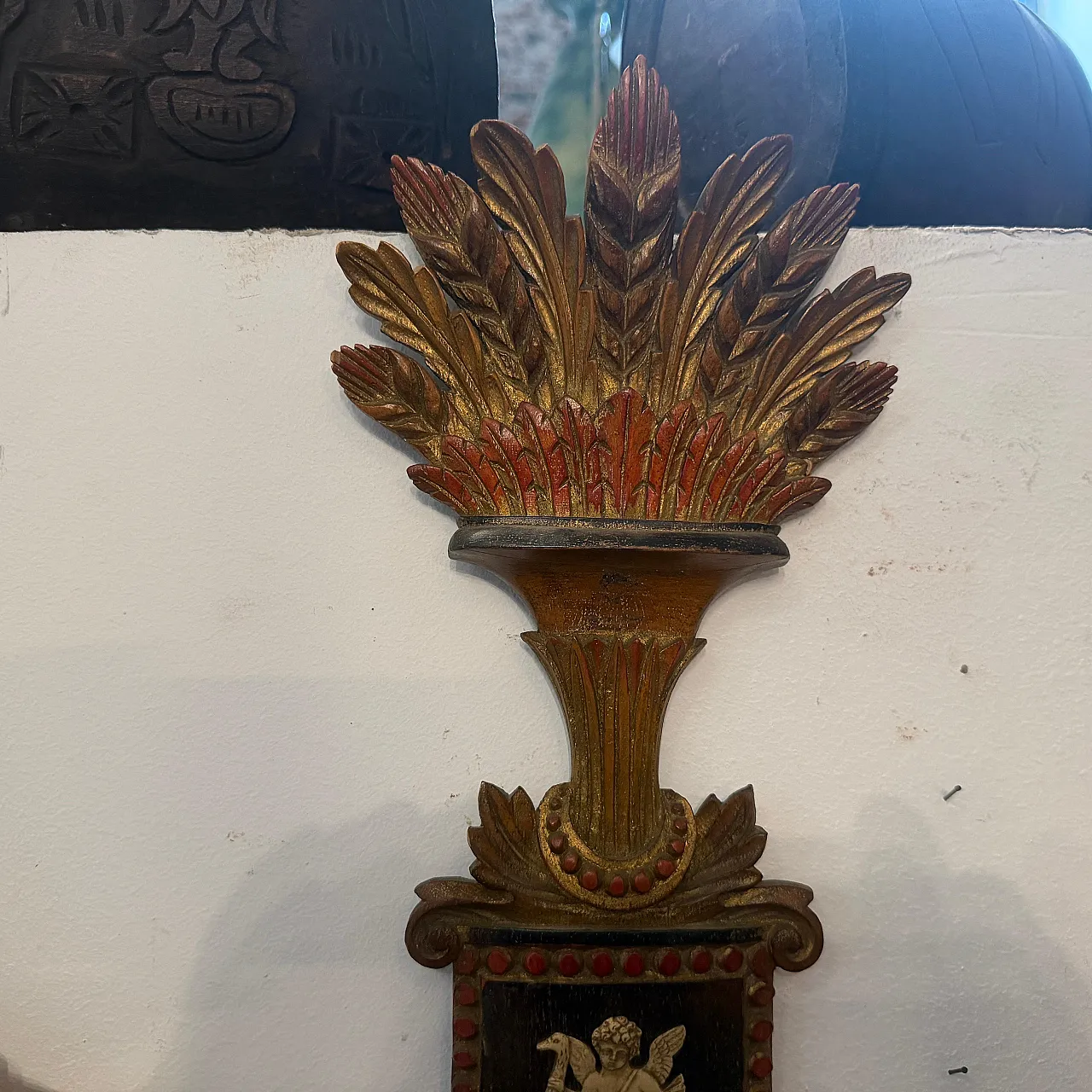 Coppia di lampade da parete Florentine in legno laccato, anni '50 5