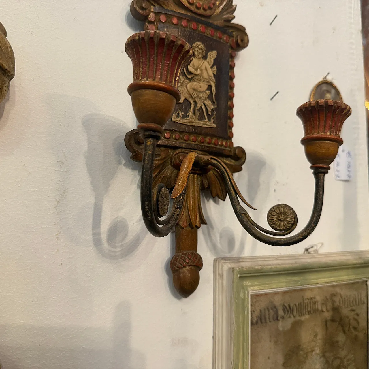 Coppia di lampade da parete Florentine in legno laccato, anni '50 8