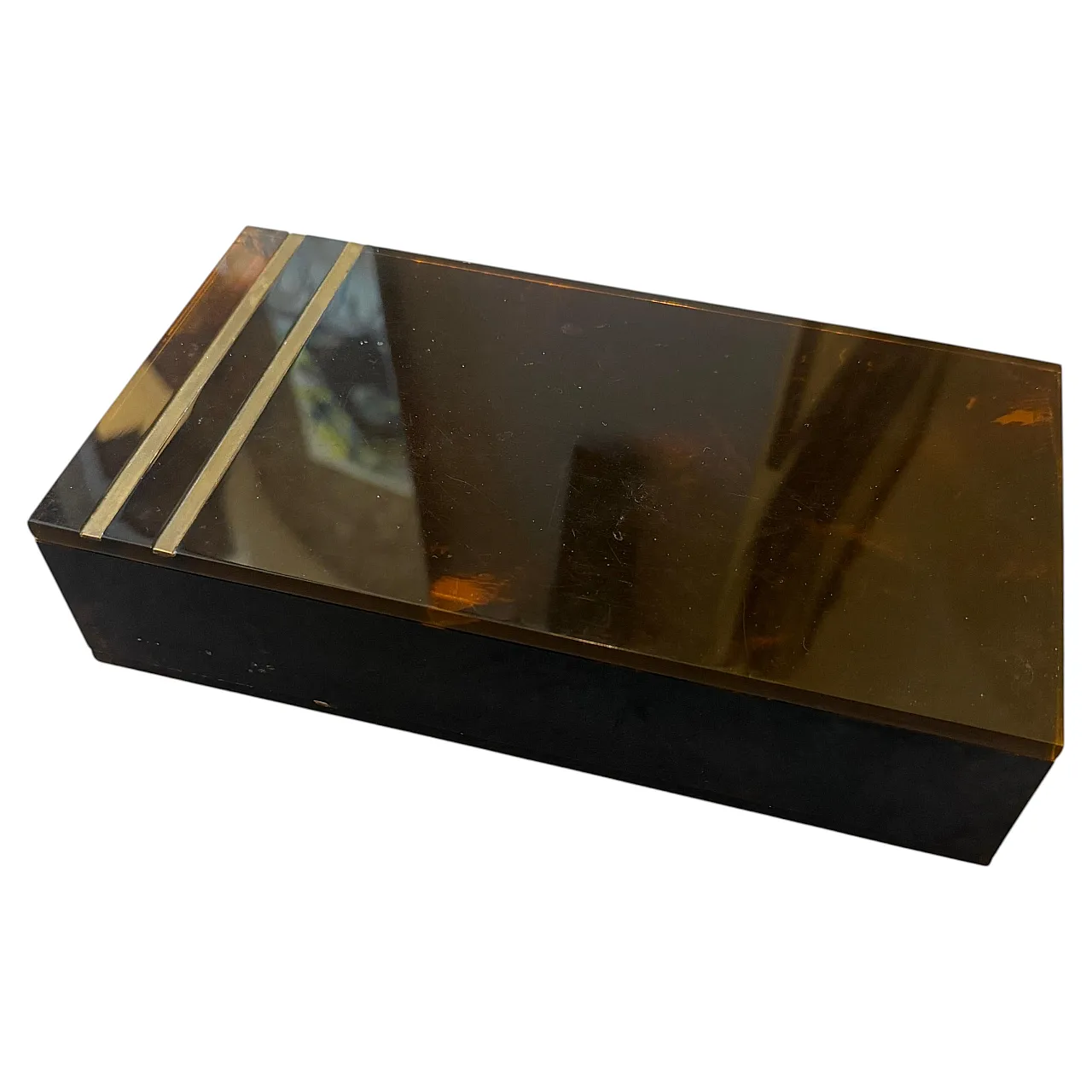 Scatola di lusso in lucite finto tartarugato Dior Home style, anni '70 1