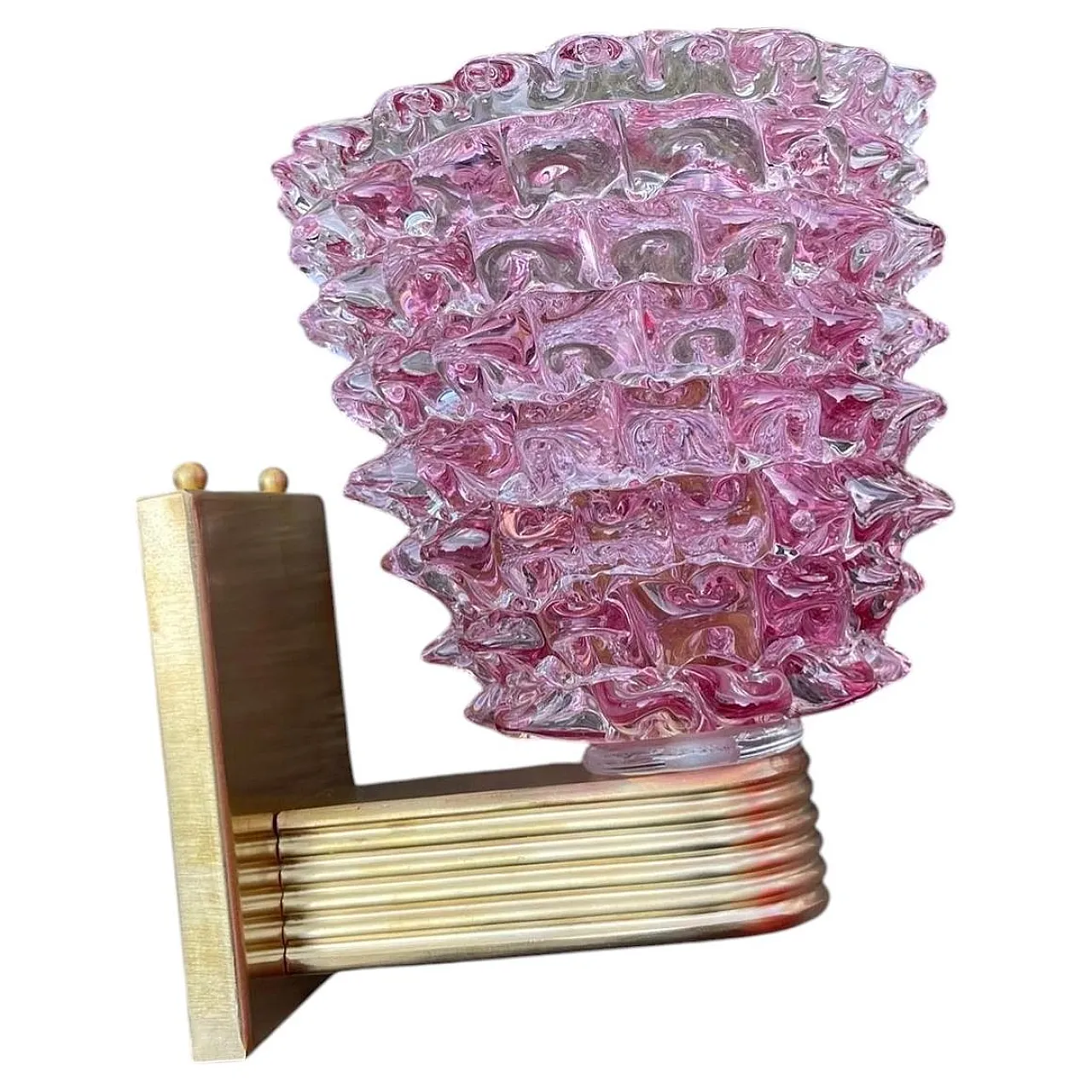 Coppia di applique in vetro di Murano rosa rostrato, anni '90 2