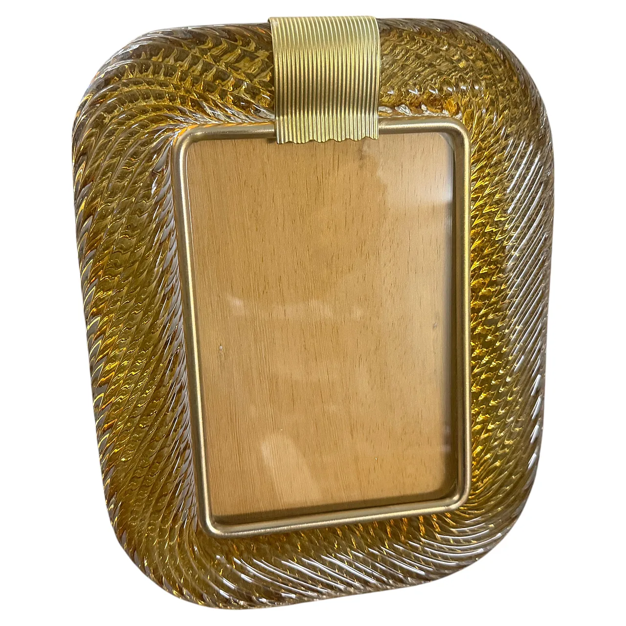Amber Murano glass and brass picture frame, 1990s 1