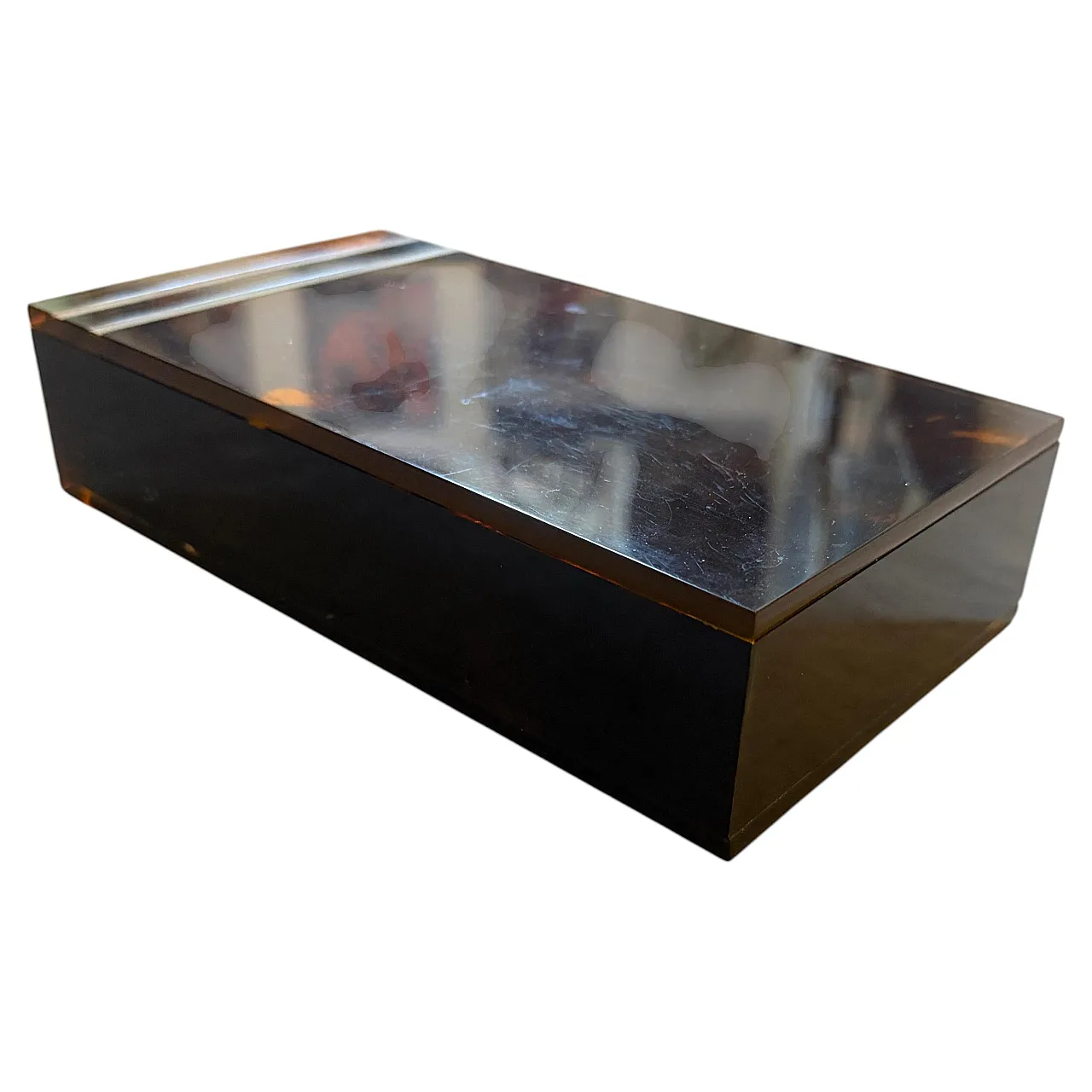 Scatola di lusso in lucite finto tartarugato Dior Home style, anni '70 2