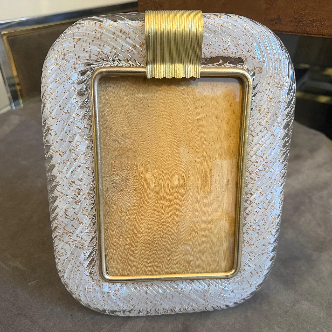 Barovier style Art Deco Murano glass picture frame, 1990s 3