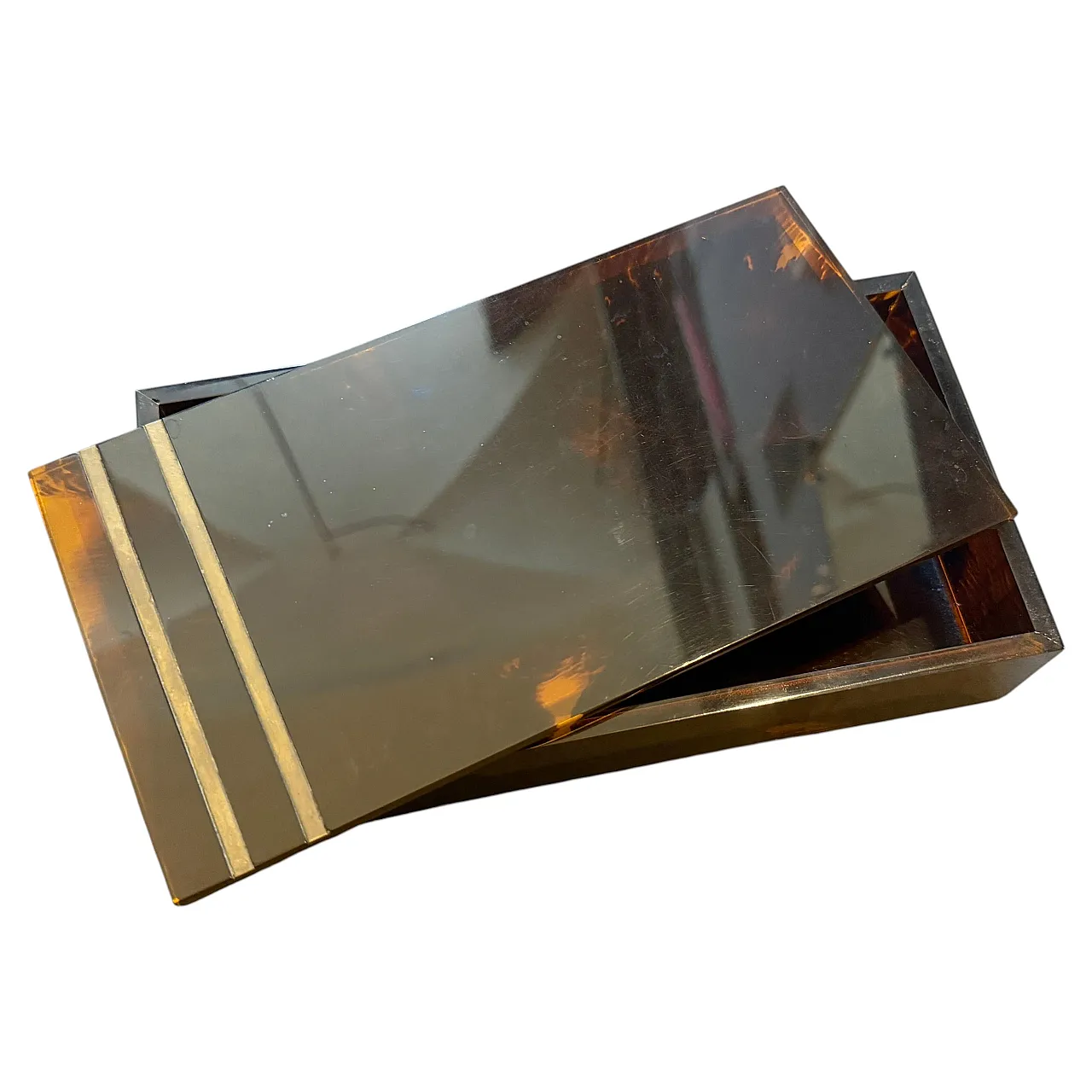 Scatola di lusso in lucite finto tartarugato Dior Home style, anni '70 3