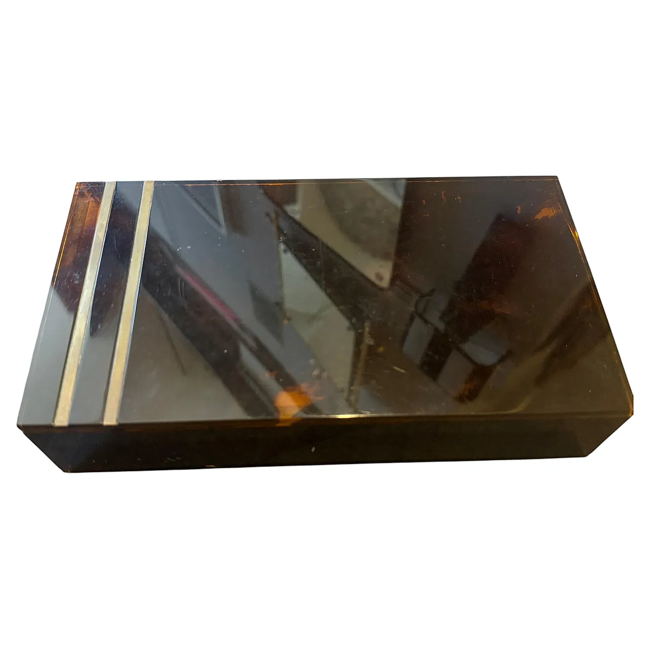 Scatola di lusso in lucite finto tartarugato Dior Home style, anni '70 4