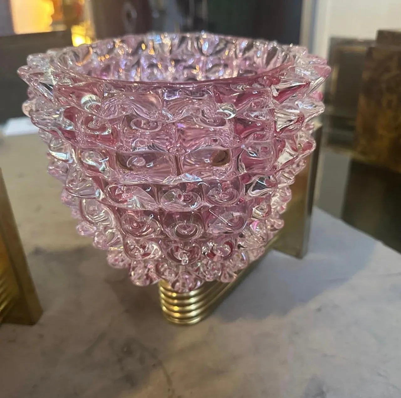 Coppia di applique in vetro di Murano rosa rostrato, anni '90 8