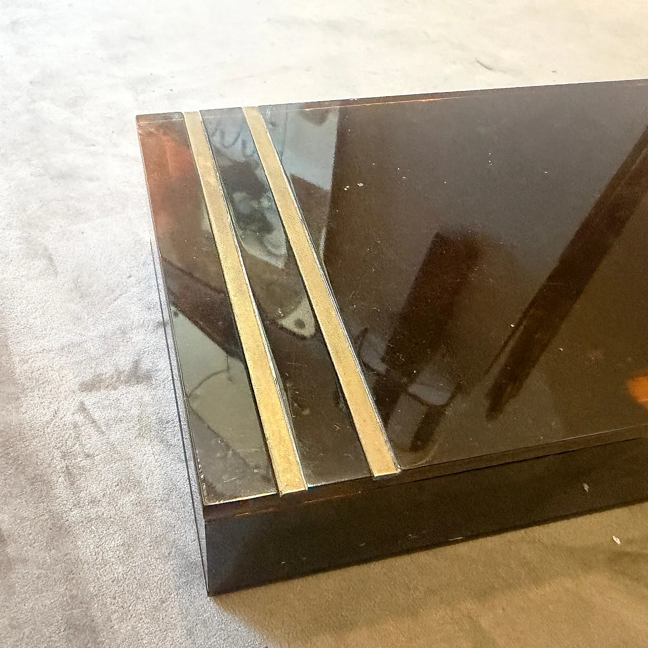 Scatola di lusso in lucite finto tartarugato Dior Home style, anni '70 6