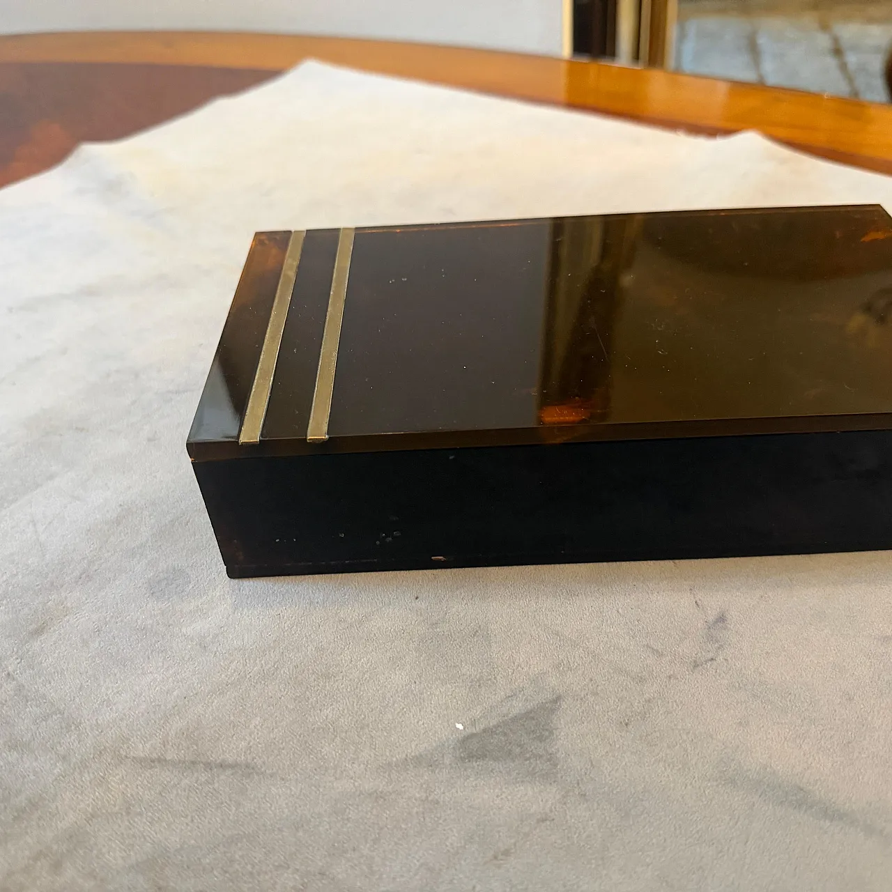 Scatola di lusso in lucite finto tartarugato Dior Home style, anni '70 8