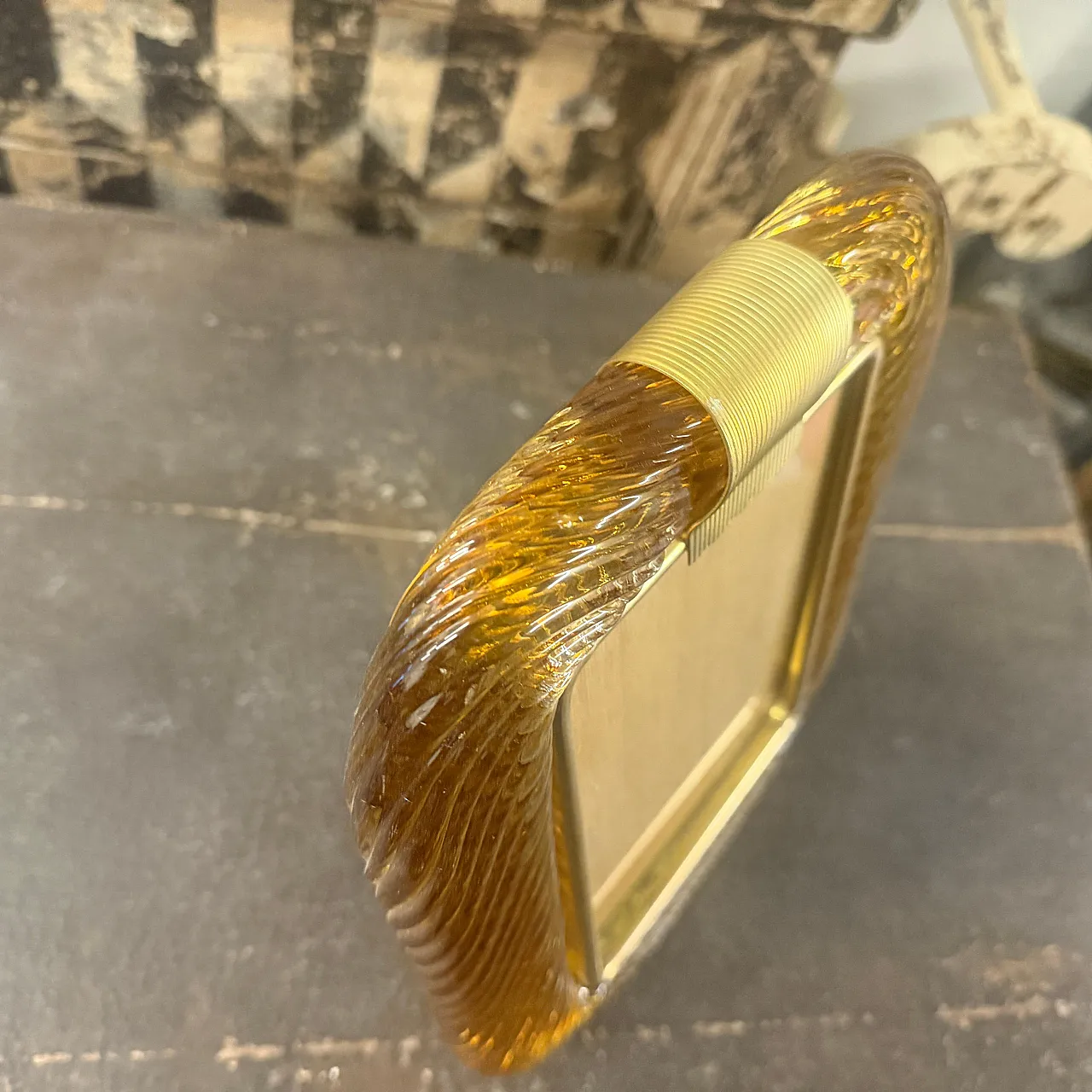 Amber Murano glass and brass picture frame, 1990s 8
