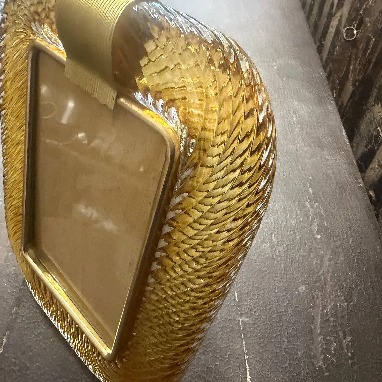 Amber Murano glass and brass picture frame, 1990s 9