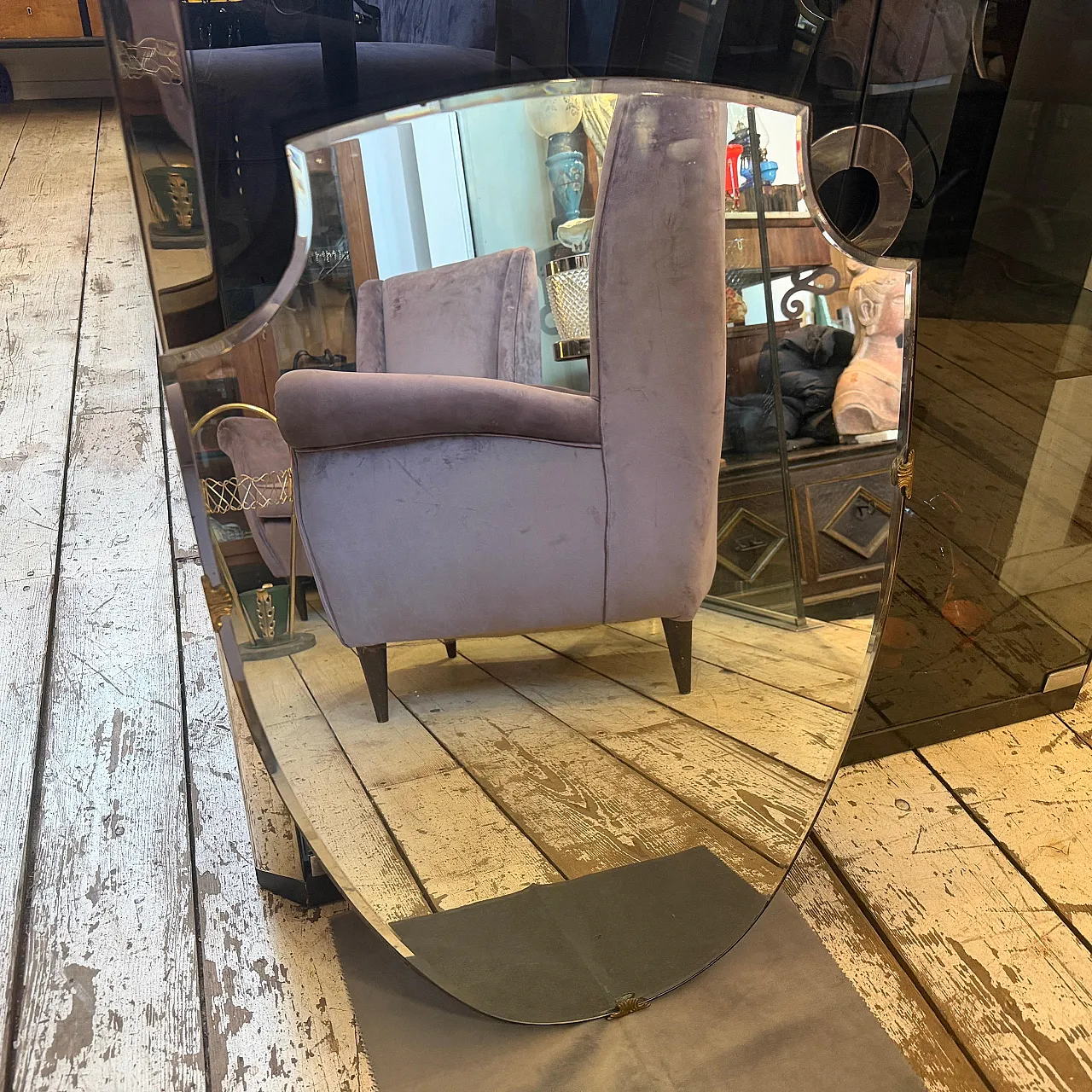 Specchio a scudo Mid-Century Modern in stile Gio Ponti, anni '50 9