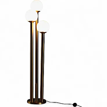 Lampada da terra in vetro e metallo, '900