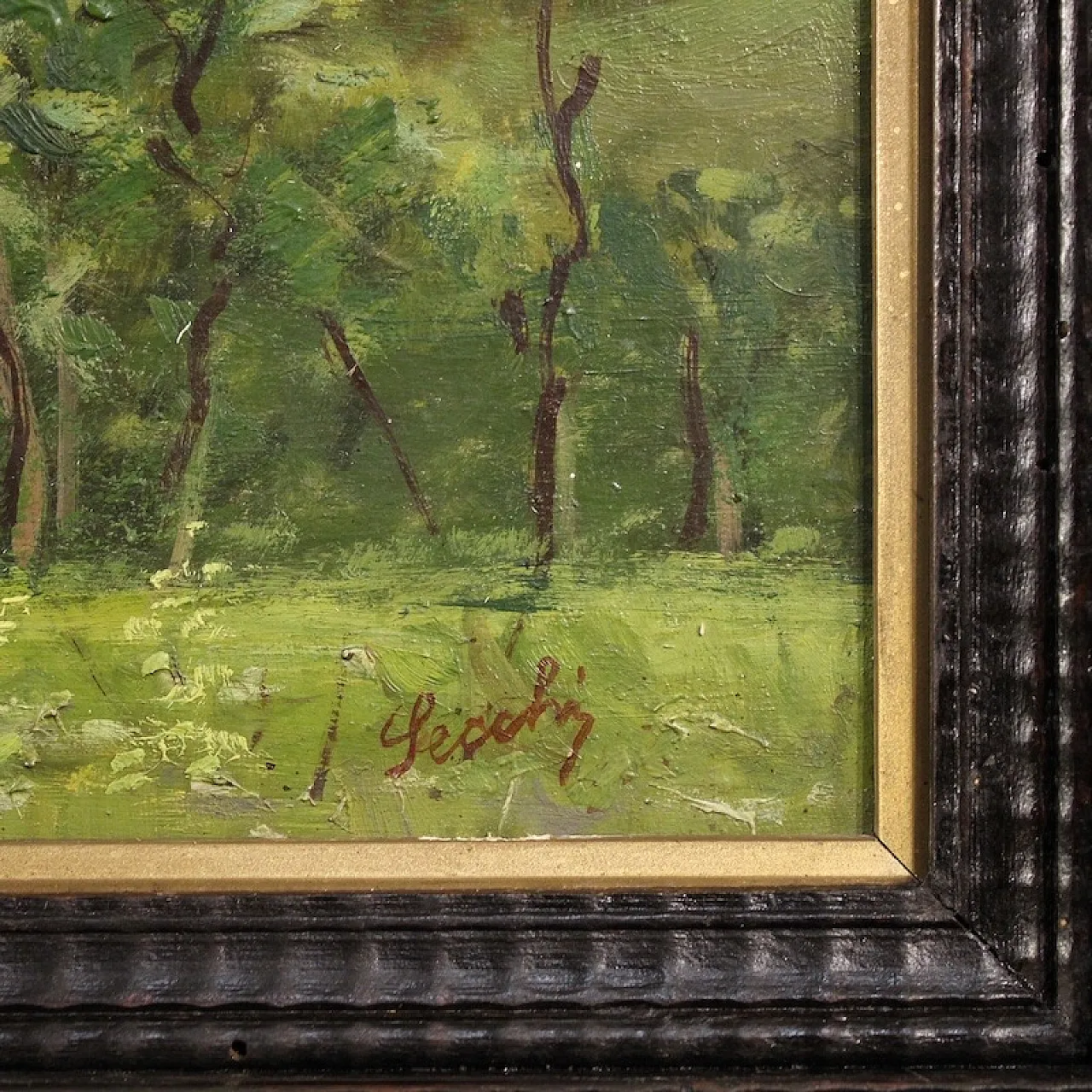 G. Secchi, Lake Lugano, triptych oil on canvas 20th century 7