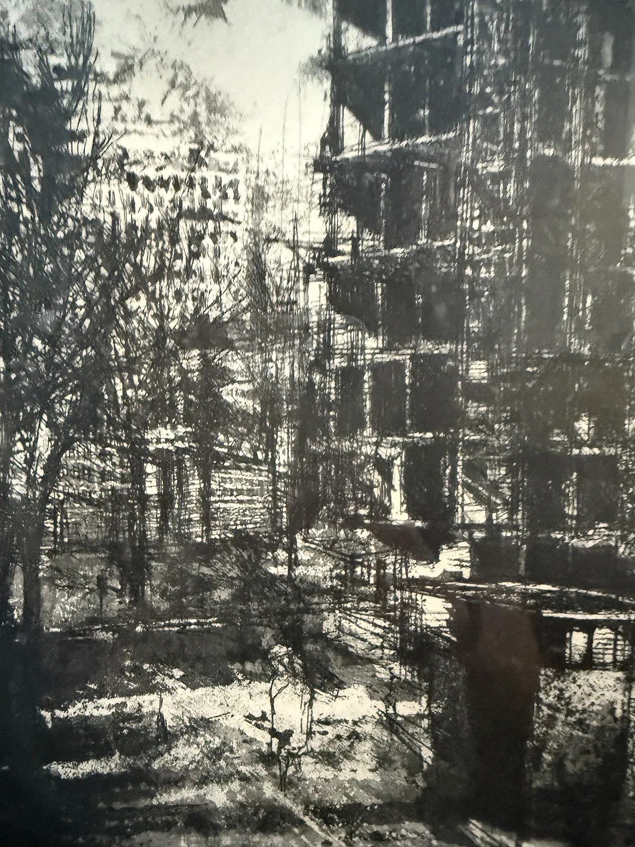 Engraving Suburban construction site by Renzo Vespignani, 20th century 7