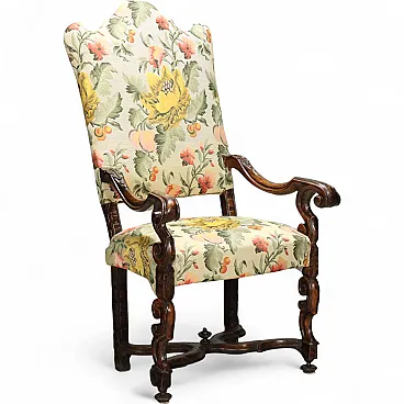 Baroque armchair in walnut, early 18th century