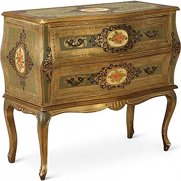 Cassettone in legno laccato e dipinto, '900