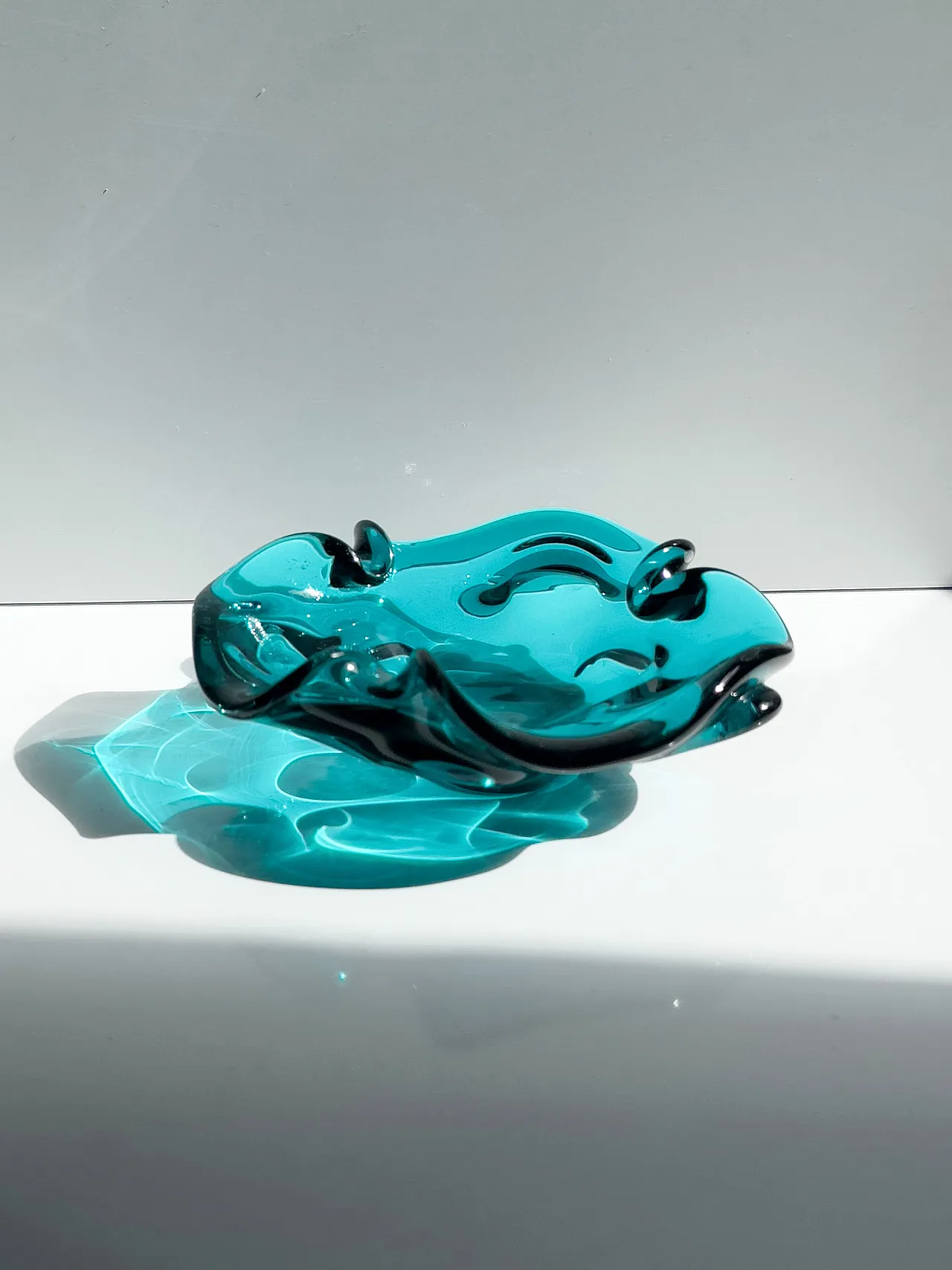 Mid-Century Murano ashtray in teal, late 20th century 2