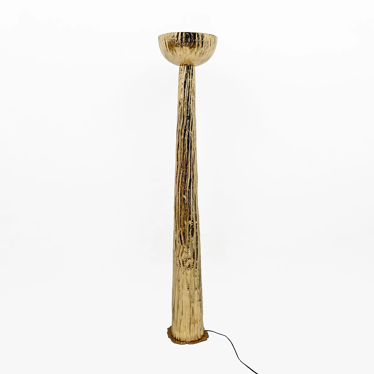 Lampada da terra in ottone martellato stile Torchère, '900 6