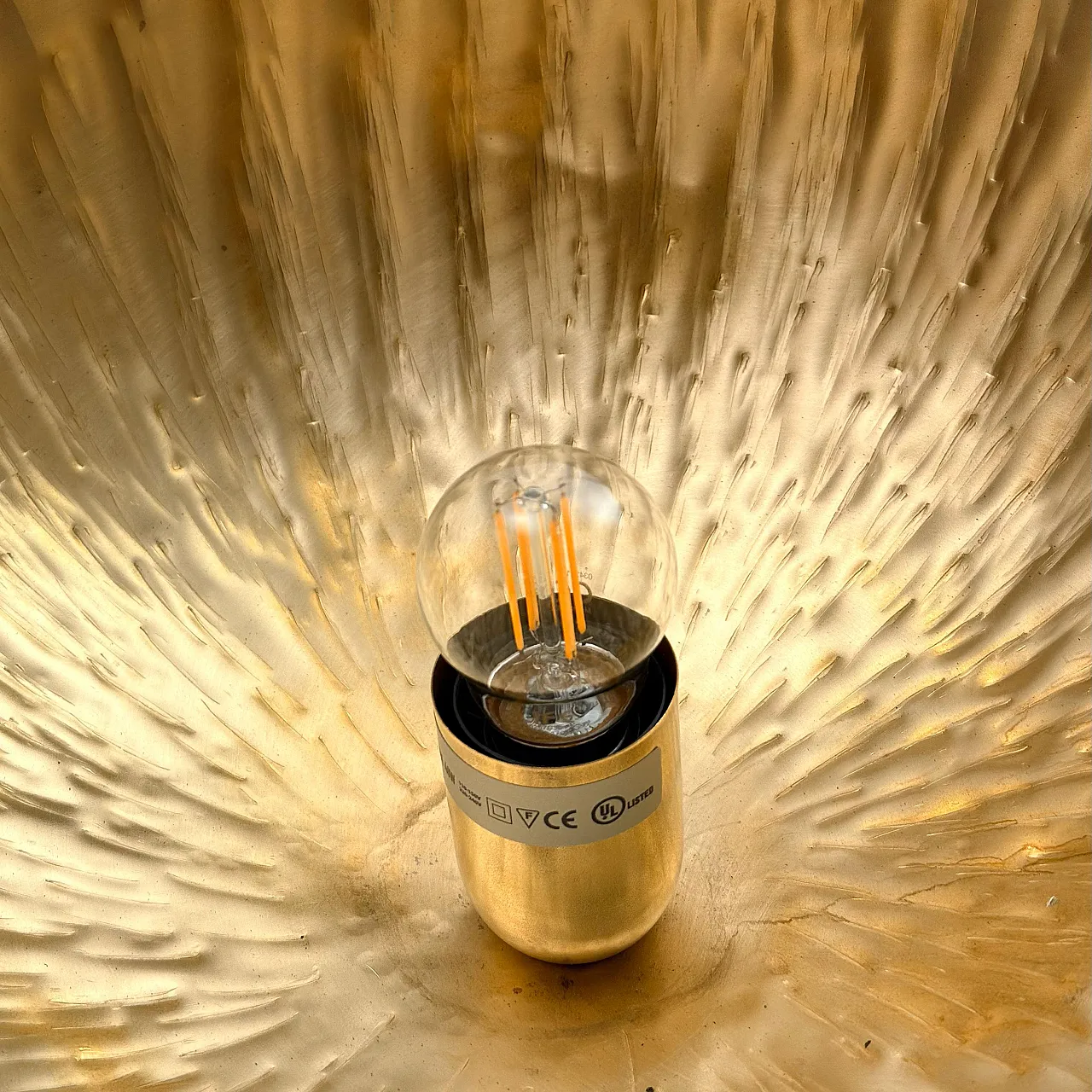 Lampada da terra in ottone martellato stile Torchère, '900 9