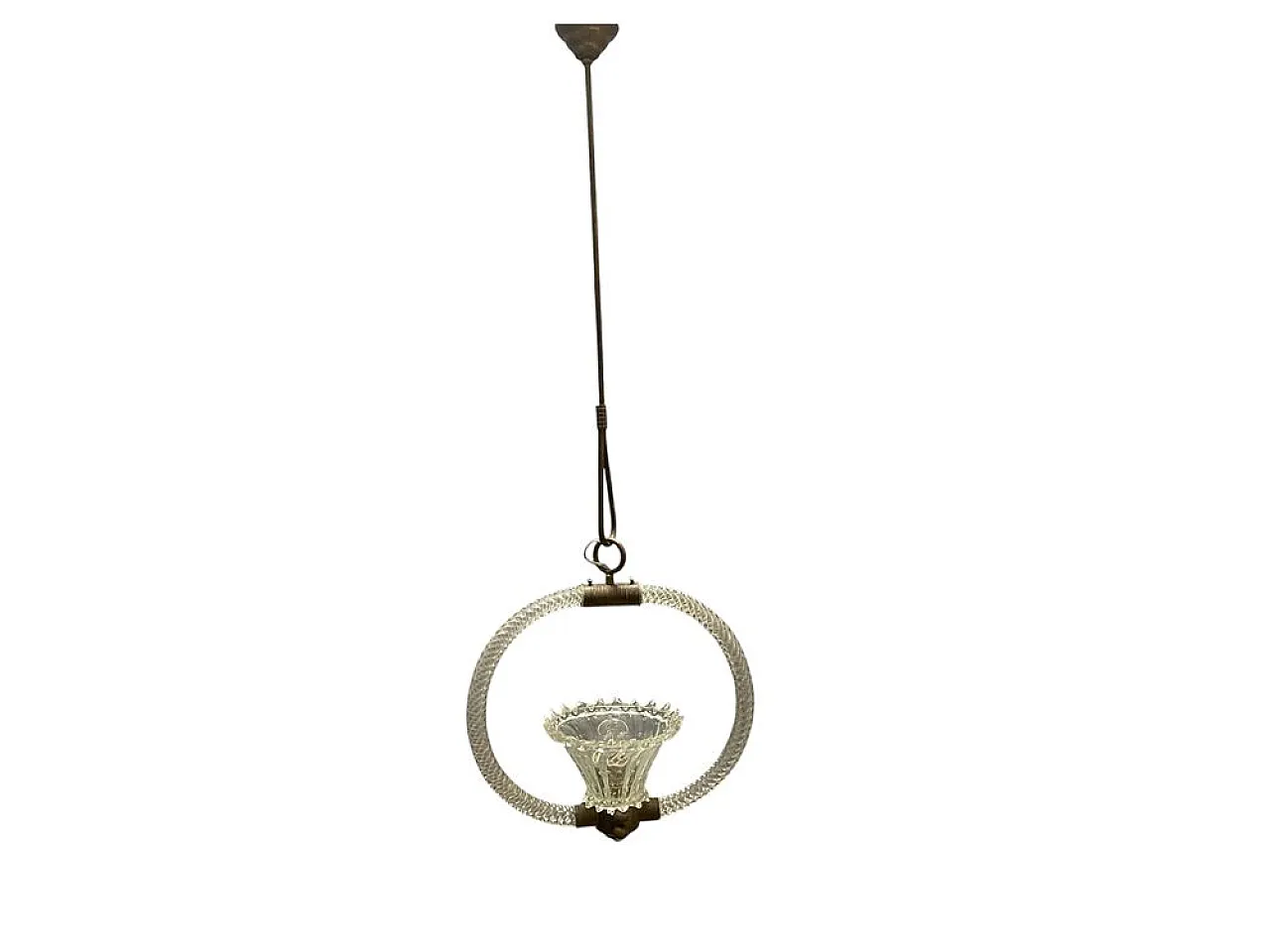 Lampada a sospensione in vetro di Murano di Barovier, anni '40 1