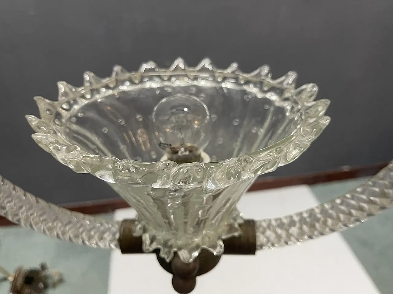 Lampada a sospensione in vetro di Murano di Barovier, anni '40 3