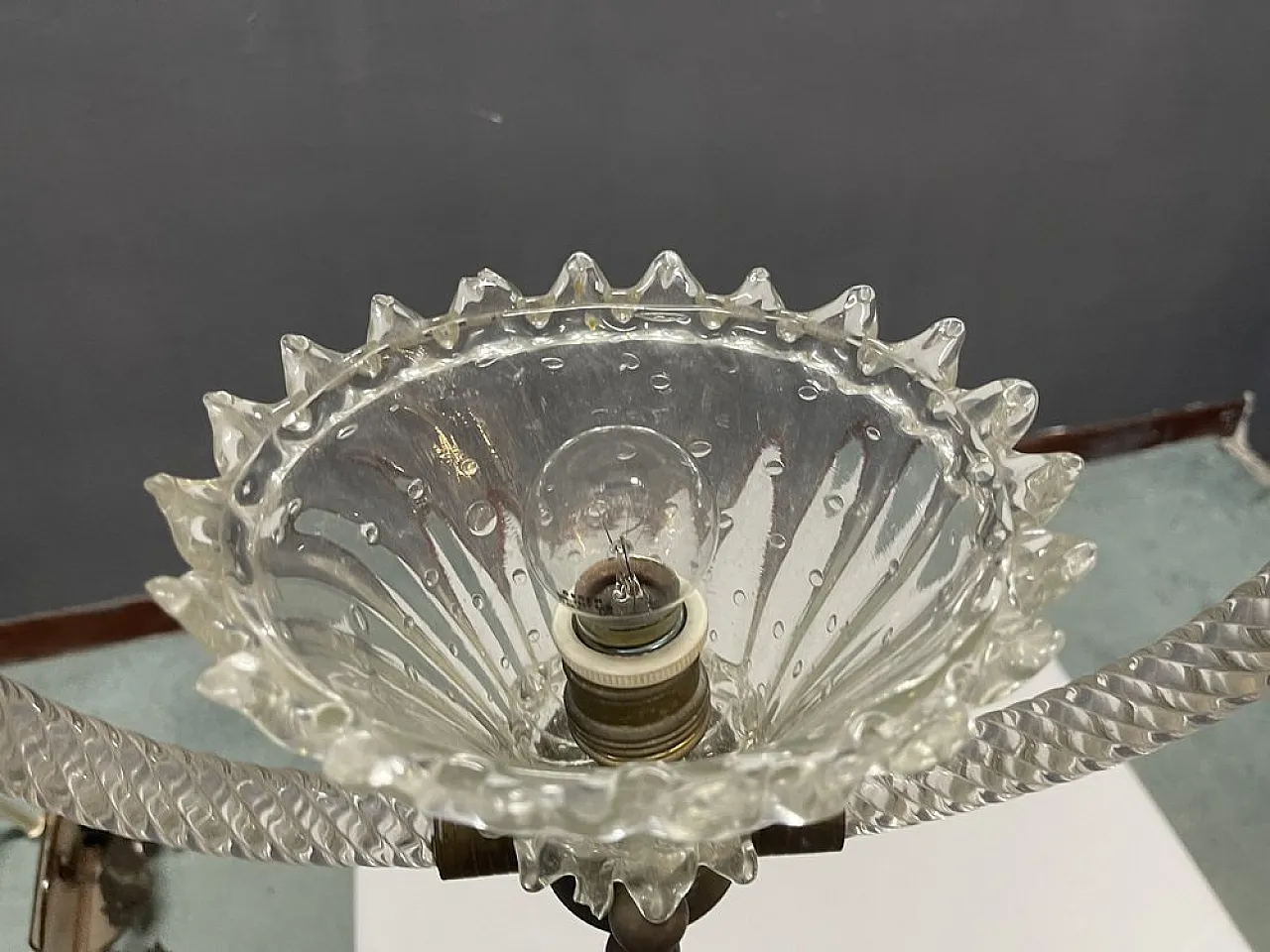 Lampada a sospensione in vetro di Murano di Barovier, anni '40 4