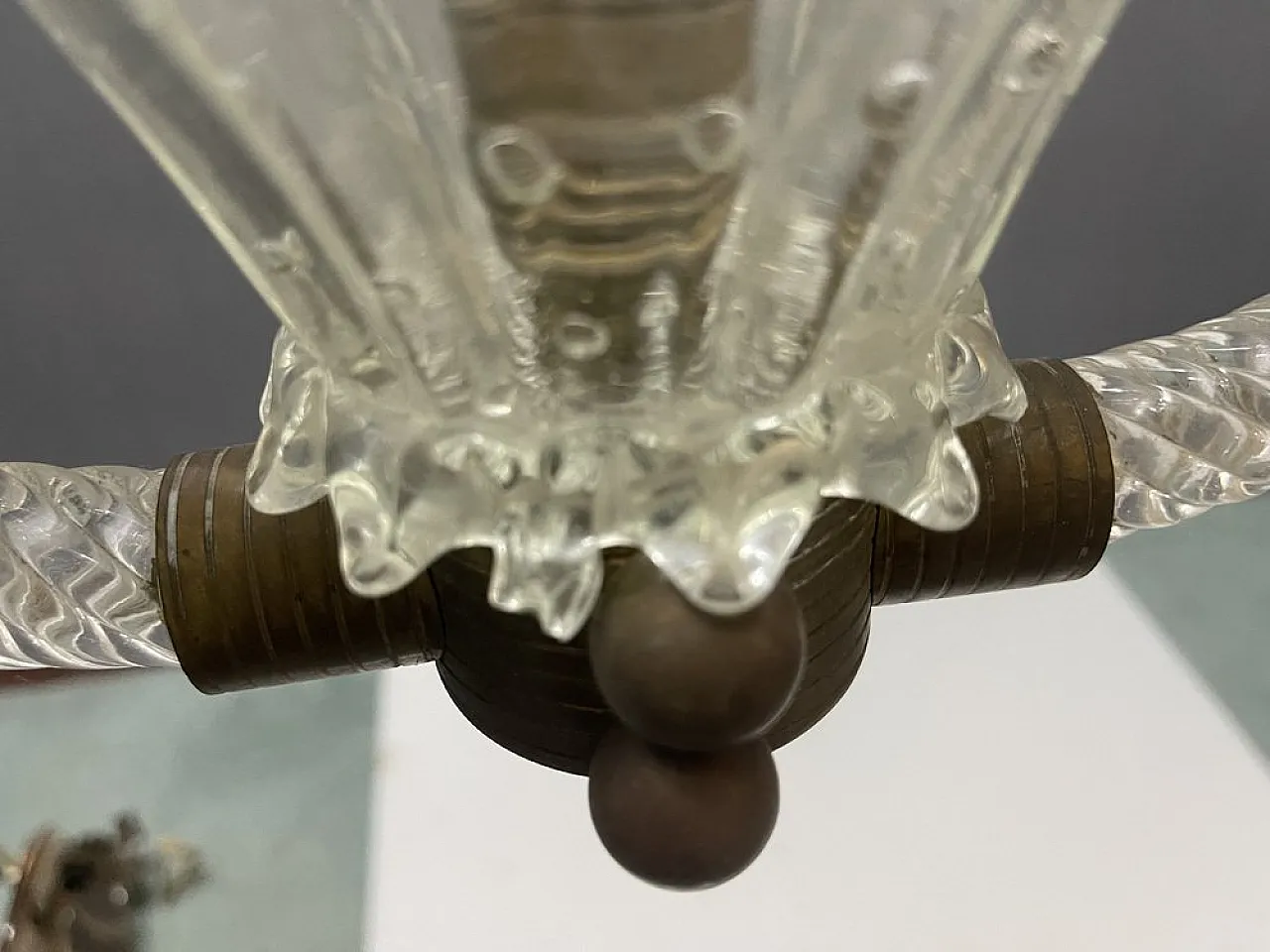 Lampada a sospensione in vetro di Murano di Barovier, anni '40 5