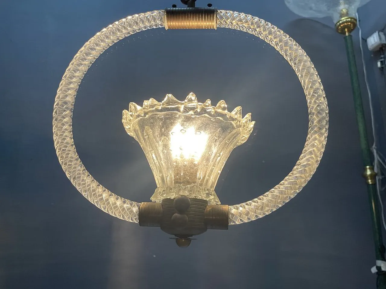 Lampada a sospensione in vetro di Murano di Barovier, anni '40 6