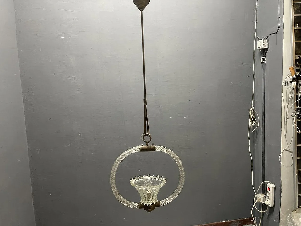 Lampada a sospensione in vetro di Murano di Barovier, anni '40 8