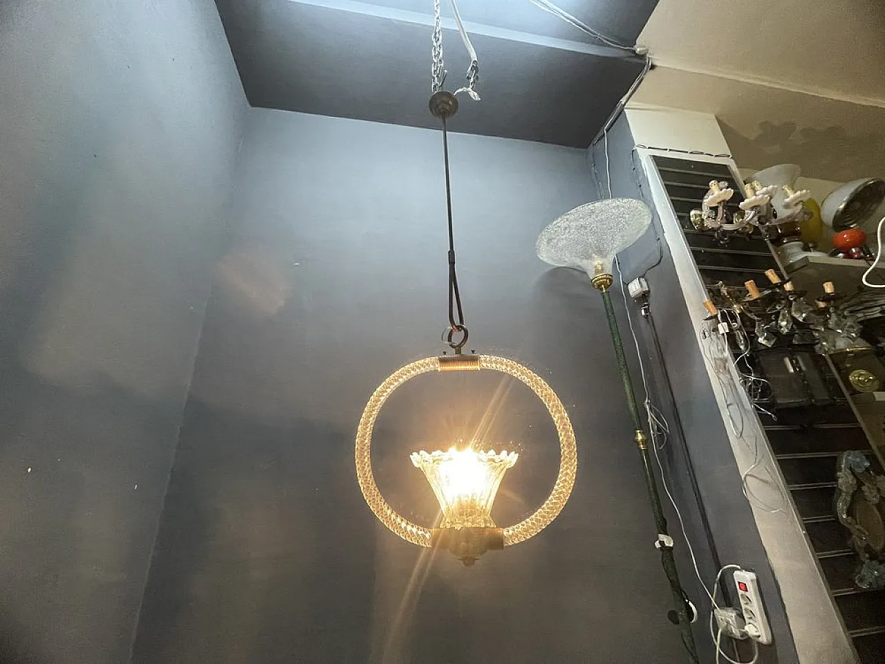 Lampada a sospensione in vetro di Murano di Barovier, anni '40 9