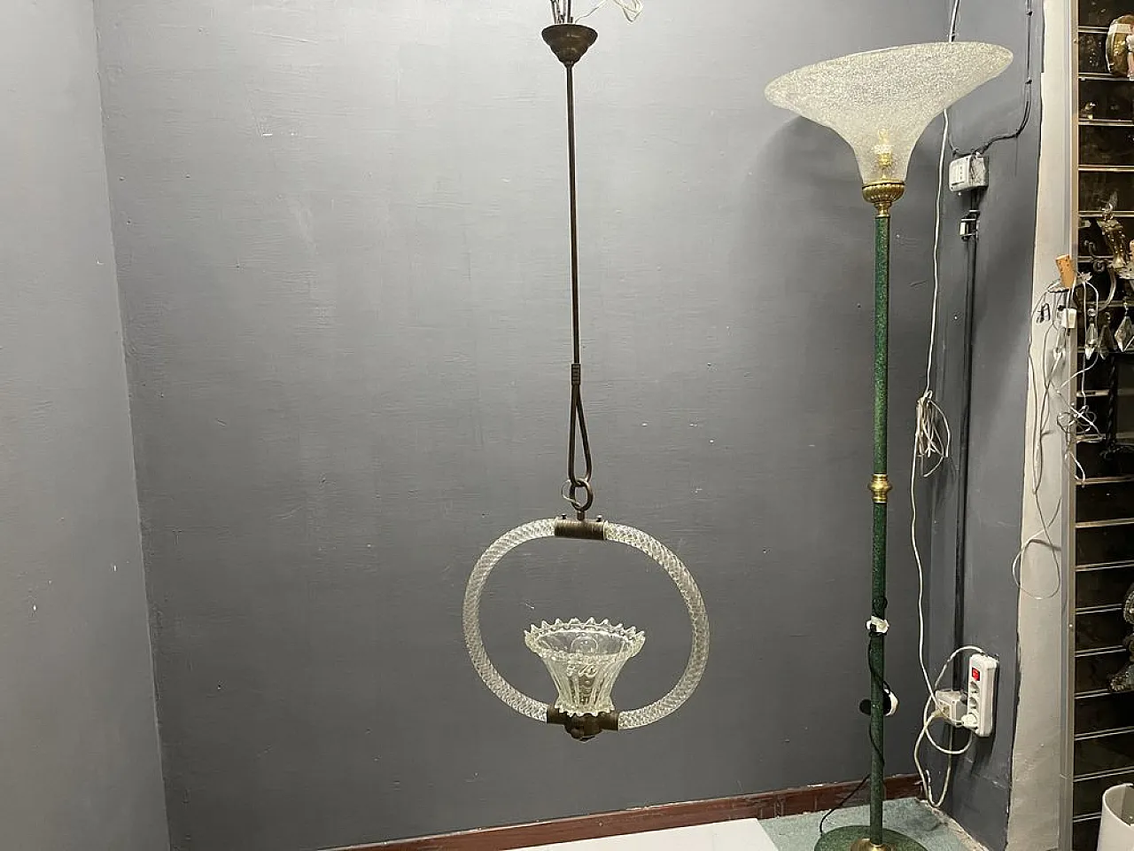 Lampada a sospensione in vetro di Murano di Barovier, anni '40 13