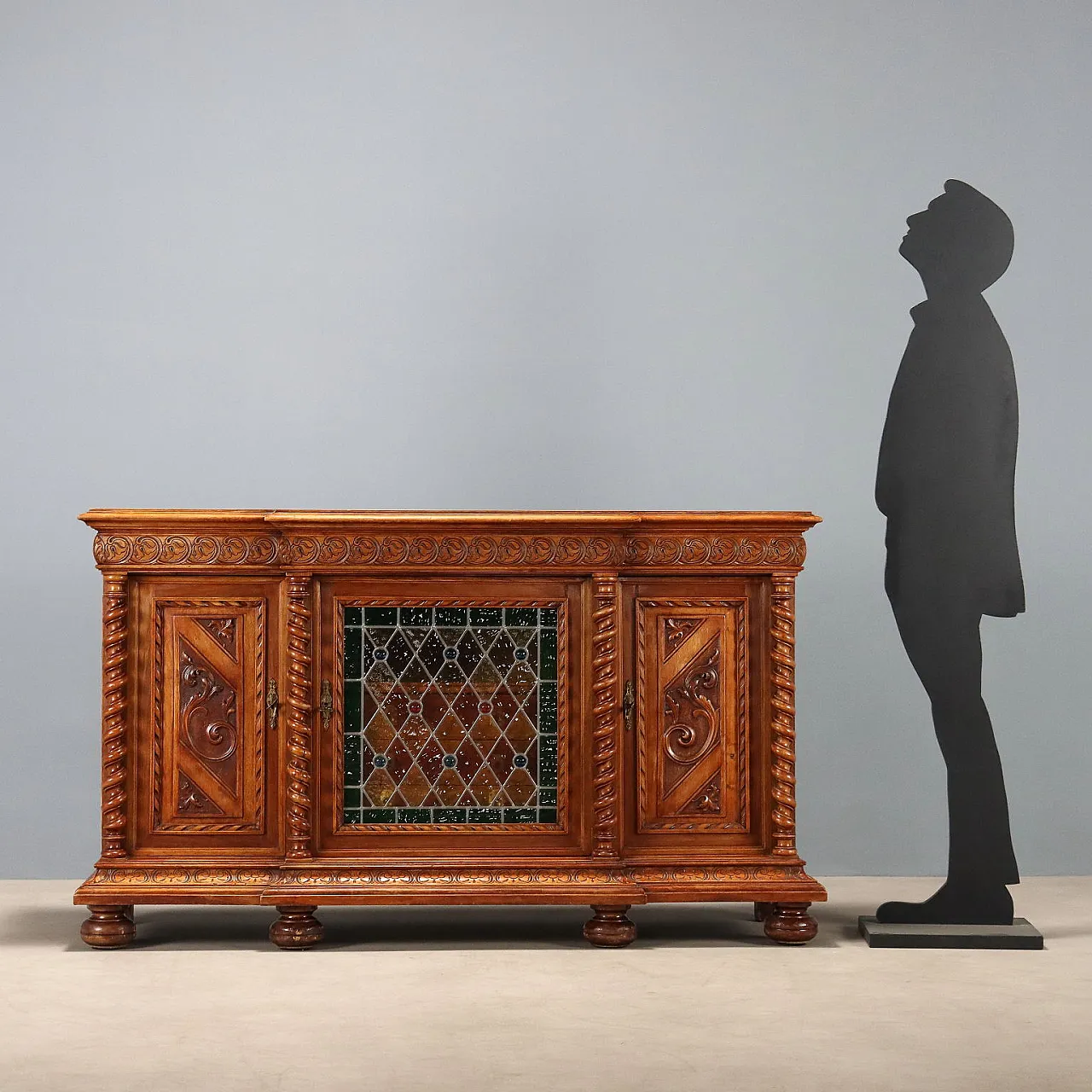 Credenza in stile Neobarocco in noce, tardo '800 3