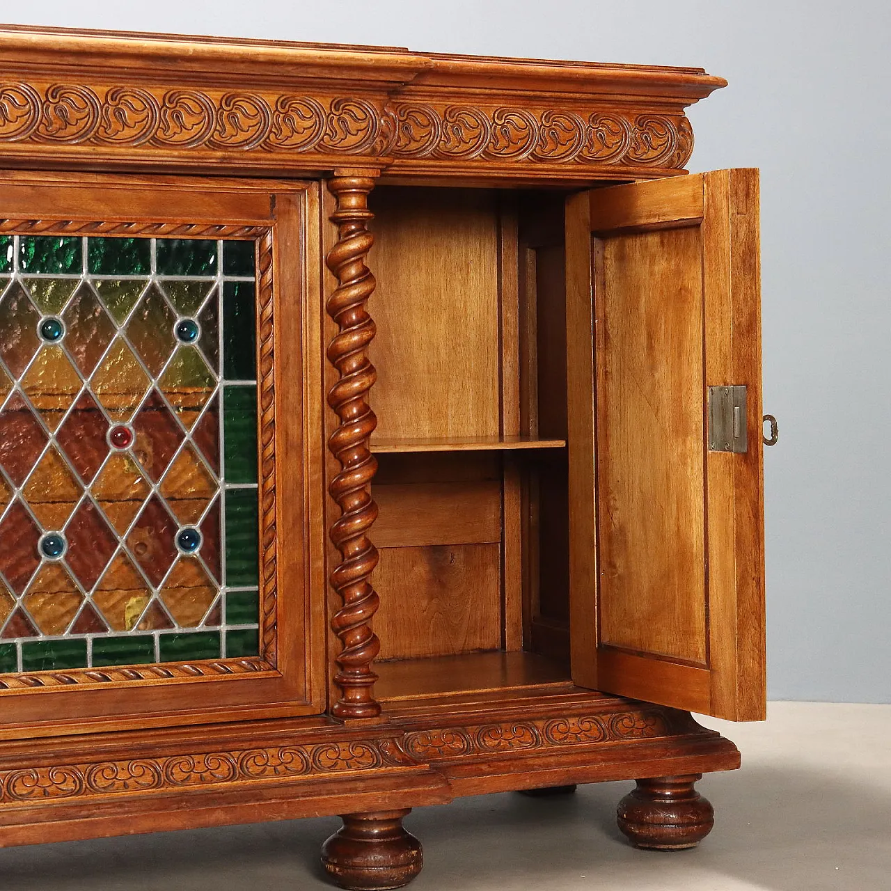 Credenza in stile Neobarocco in noce, tardo '800 6