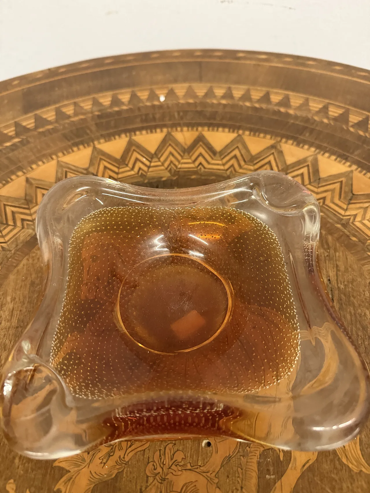 Murano glass ashtray in caramel colour, with bubbles, 1970s 2