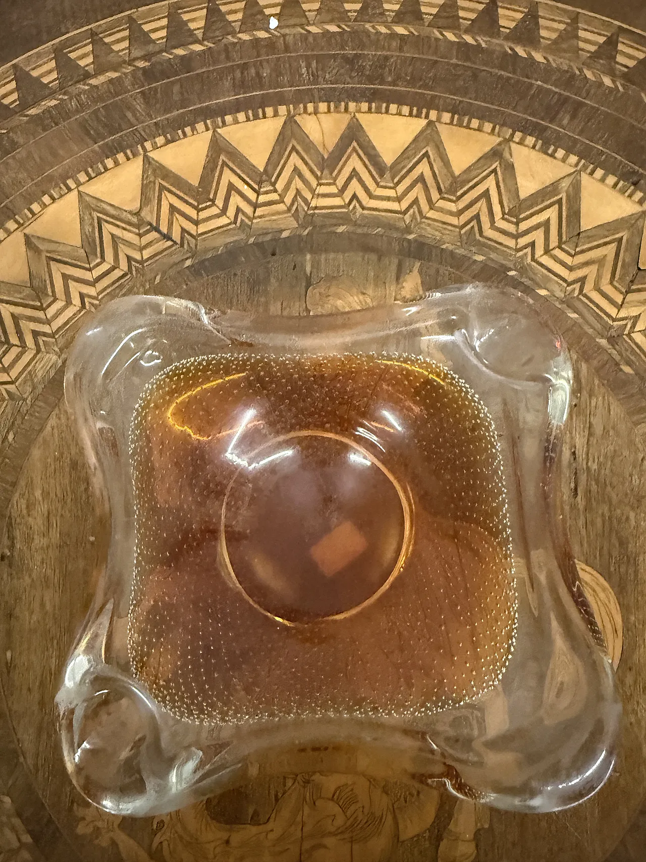 Murano glass ashtray in caramel colour, with bubbles, 1970s 3