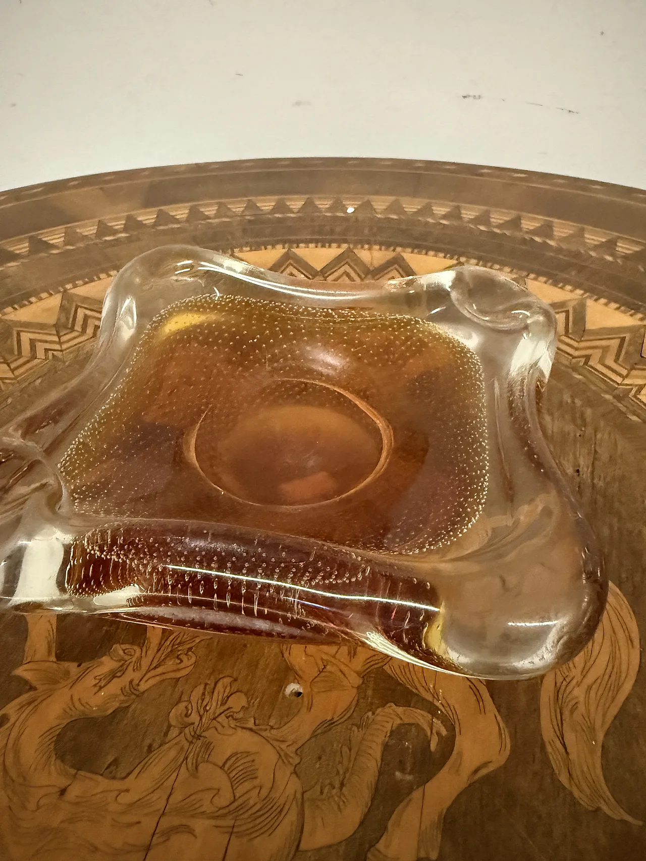 Murano glass ashtray in caramel colour, with bubbles, 1970s 4