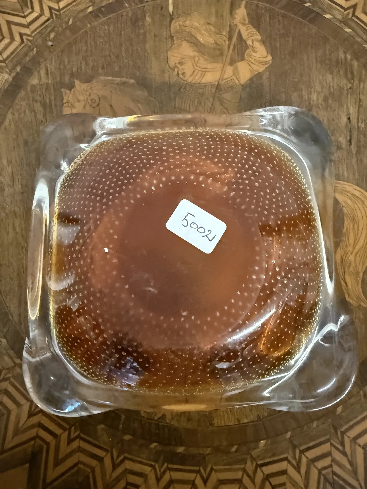 Murano glass ashtray in caramel colour, with bubbles, 1970s 5