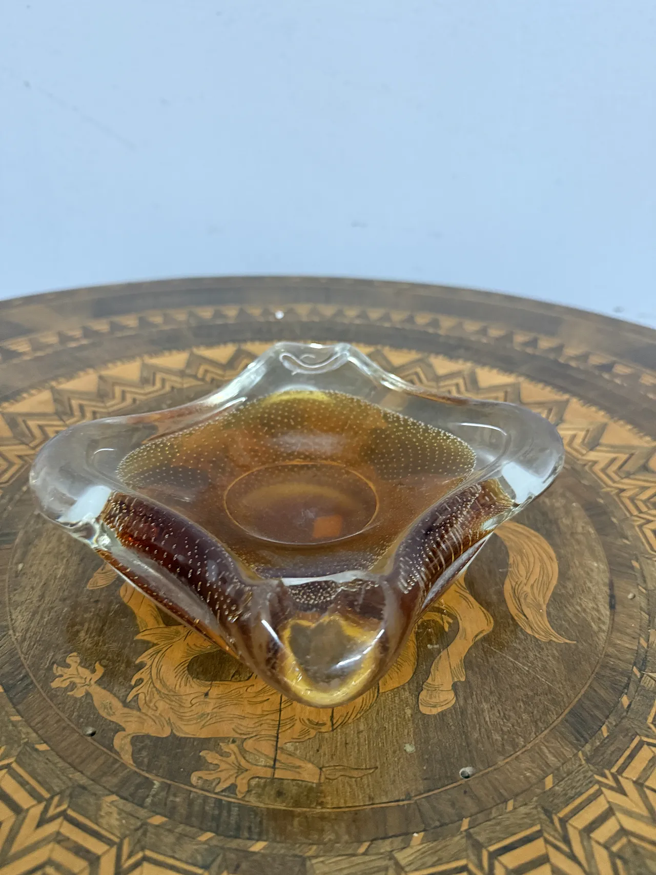 Murano glass ashtray in caramel colour, with bubbles, 1970s 6