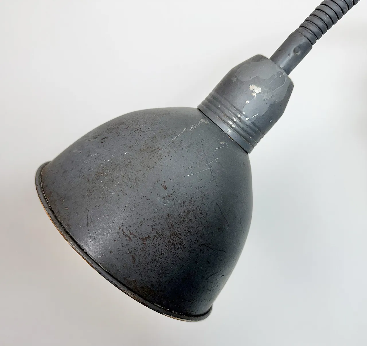Grey Industrial Gooseneck scissor wall lamp by Elektroinstala, 1960s 5